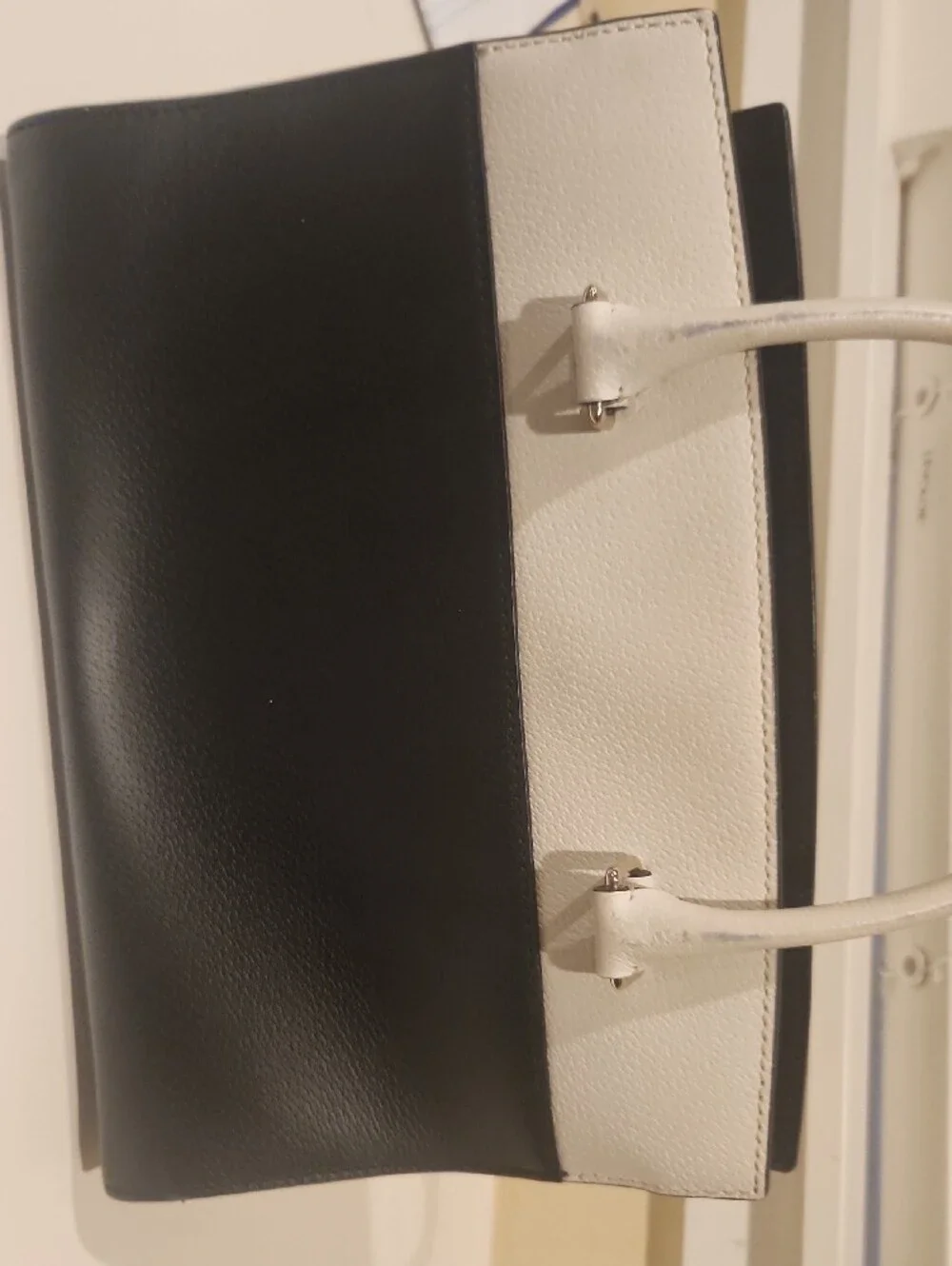 kate spade Black and White Leather Two-Tone Satchel